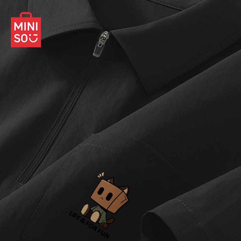 MINISO Men s Summer Half-Zip Casual Lapel Shirt 2XL