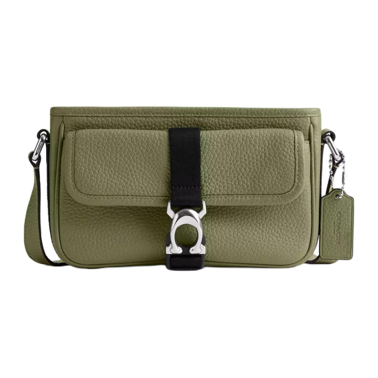 

Coach Beck 21 Solid Color Embossed Logo Zipper Closure Leather Envelope Shoulder Bag Men bags Moss-Green CM335-MOS Basic Set (Bag+Dust Bag)