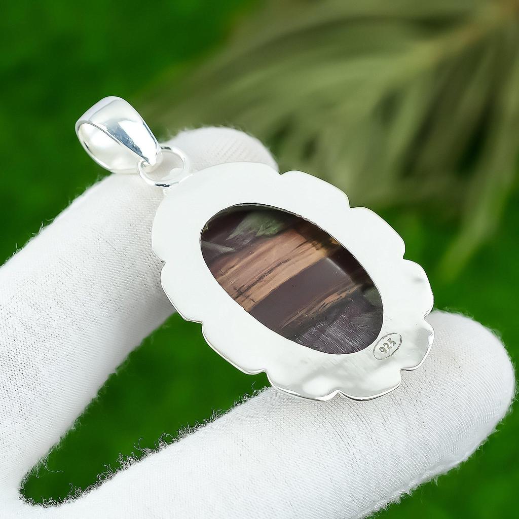 Mothers Day Deal 925 Silver Natural Red Snakeskin Jasper Ethnic Pendant Jewelry