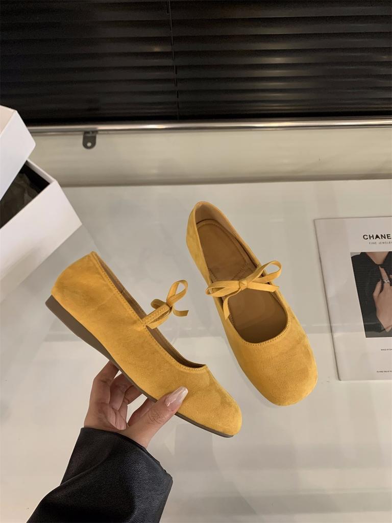 Flat-bottomed Retro Suede Red Wedding Shoes Mary Jane Single Shoes Women's Shoes 2025 Spring and Summer Ballet Gentle Evening Shoes