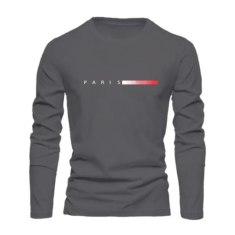 Spring Men's,Men's Letter Printing,Men's Long Sleeve,Trendy Round Neck New Casual T-Shirt