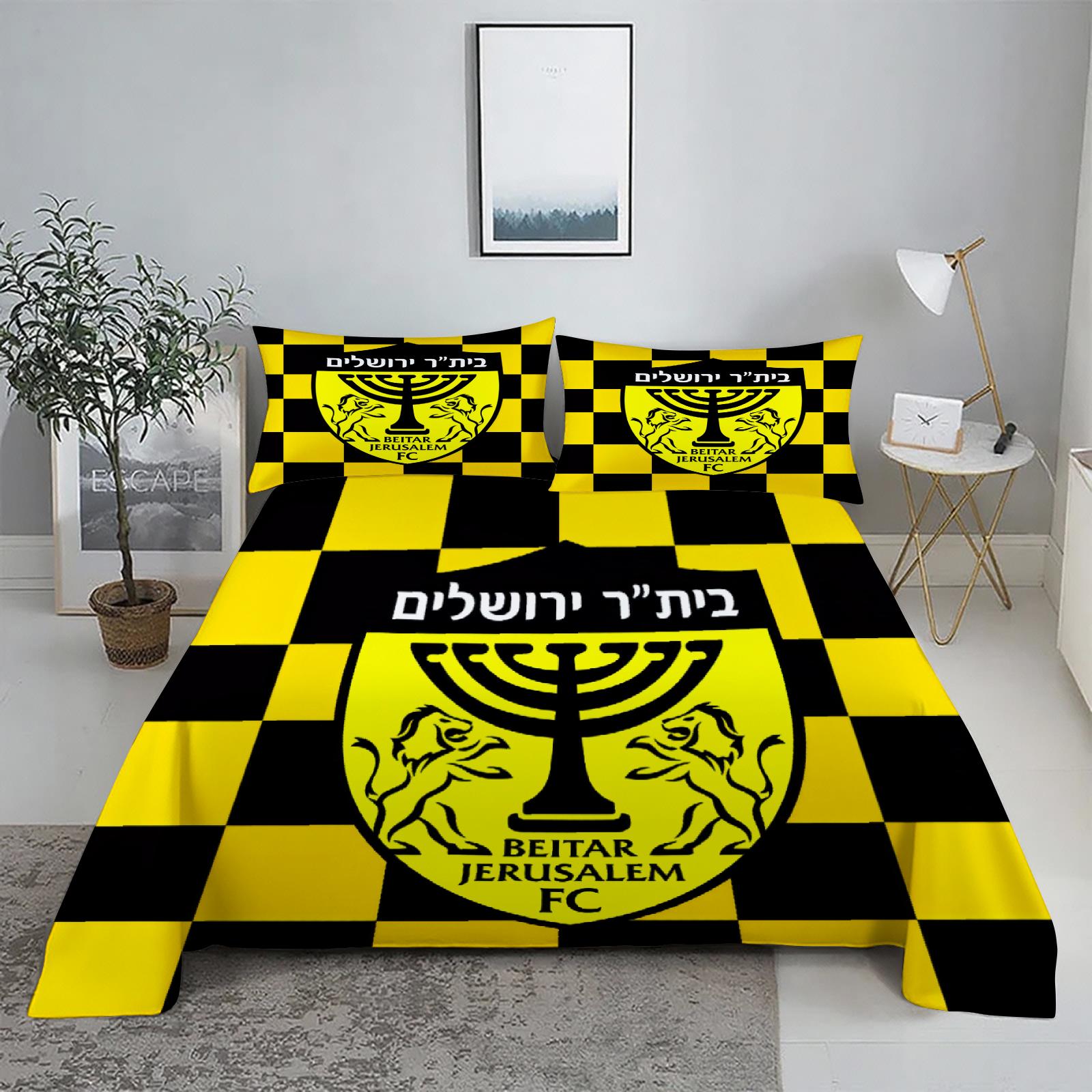 

Comforter 3Pcs Fc Beitar Jerusalem Bedding Set Israel Football Bed Set Single Twin Queen King Size Full Set Bedding For Children Comforter (quilt)-EU Single(135*200cm)3pcs