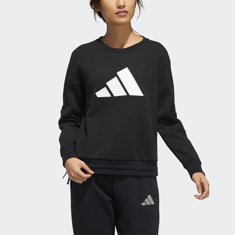 (WMNS) adidas Str Sweat Athleisure Casual Sports Printing Logo Round Neck Pullover Black Hoodie Women's GP0718