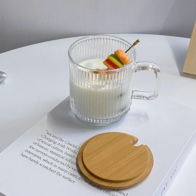 340ml Coffee Mug Vertical Striped Coffee Cup Transparent Glass Without Lid Large Capacity Stackable Water Drinkware Beverage Cup