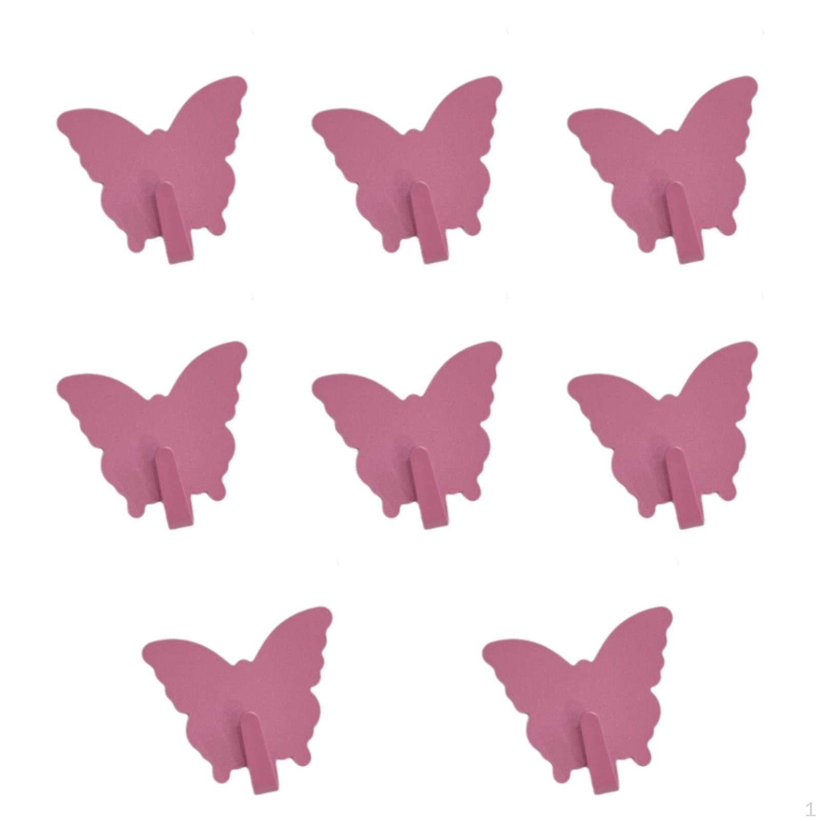 

Butterfly Hooks for Hanging Coats Towels Keys in Bathroom Kitchen Porch Pink Red
