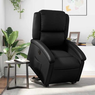 Vidaxl Reclining Chair with Electric Stand-up Function, Black, Eco-leather