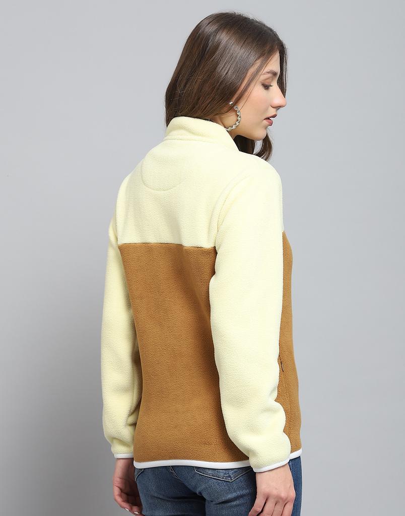 ROCK.IT From House of Monte Carlo Womens Self Design Brown Mock Neck Full Sleeve Sweatshirt