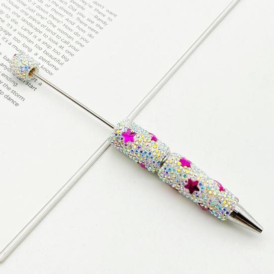 Custom Beadable Pen Blanks Glitter Ballpoint Pen, Sparkly Rhinestone Star Moon Beaded Plastic Creative Gift Pens for Women DIY Handmade Gel Ink School