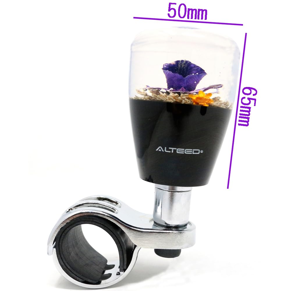 Autoland Underwater Flower Handle Spinner Car Steering Spinner Knob Real Orchid Flower Artwork Purple