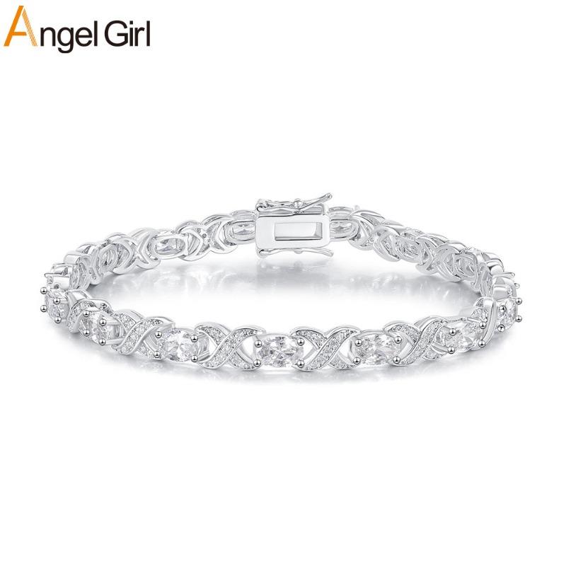 Four-prong setting zircon tennis bracelet - egg-shaped hand jewelry, fashion design