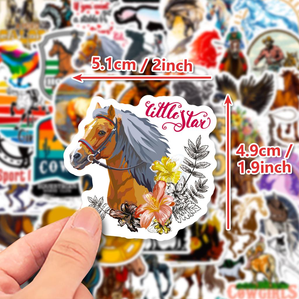 50 Horse Stickers Hand-painted Horse Material Suitcase Notebook Water Cup Can Be Repeatedly Pasted Decorative Stickers
