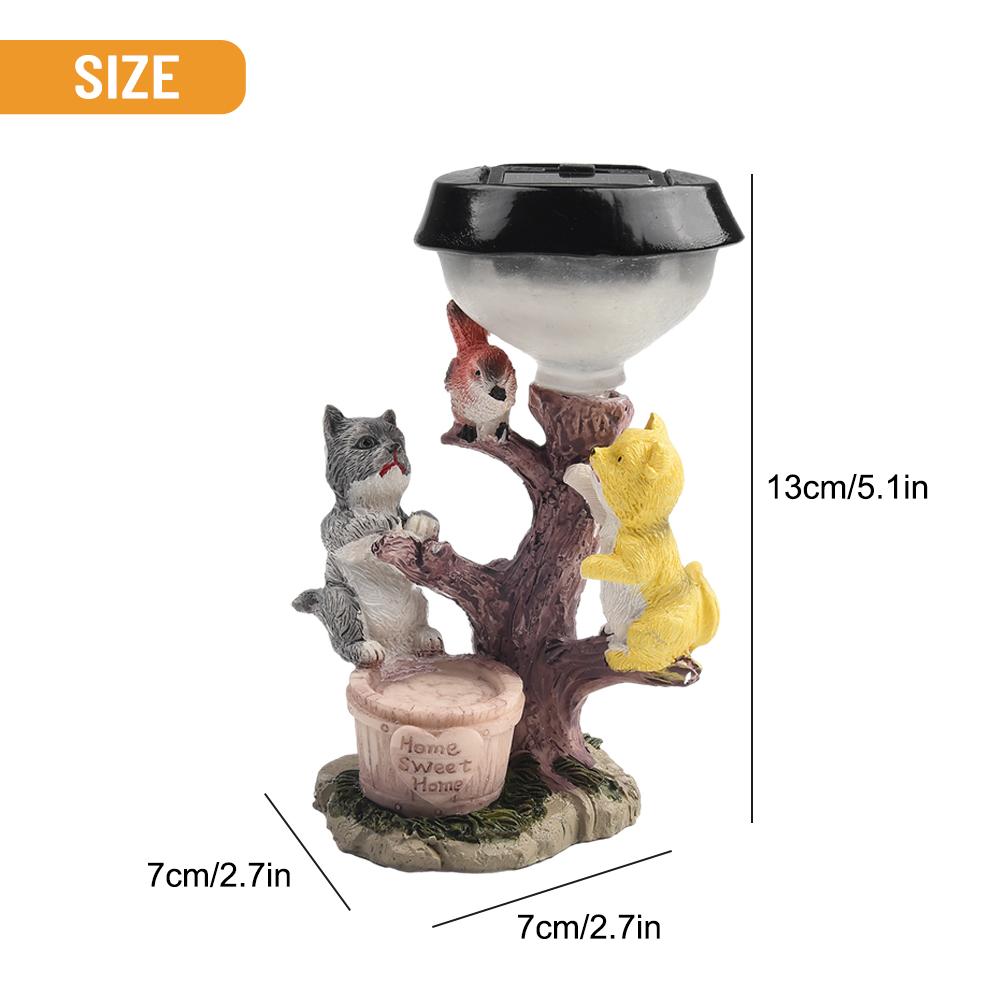 Solar Statue Ornament Animal Lights Lawn Garden Decorative Light Sculpture Resin Decor