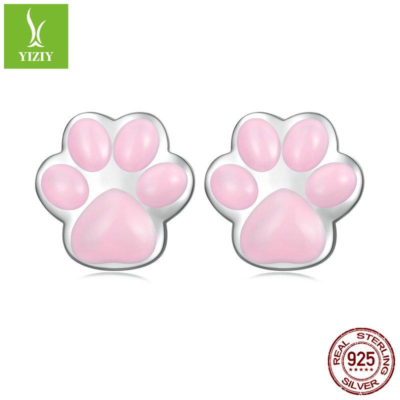 

Серьги Yin Ziyun с кошачьими ушками и отпечатками лап, посеребренные, черное золото, милый девчачий дизайн для женщин. 925 Sterling Silver Plated