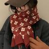 Christmas Red Scarf Men And Women Winter Korean Style Double-sided Flower Warm Scarf Christmas Gift Mountaineering Scarf