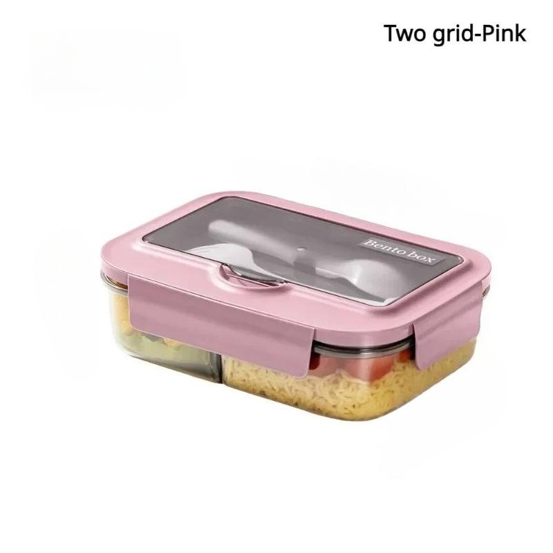 

Square Divided Lunch Box with Tableware - Leakproof Microwave-Safe Bento Box, Food Container for Office/Picnic/Camping