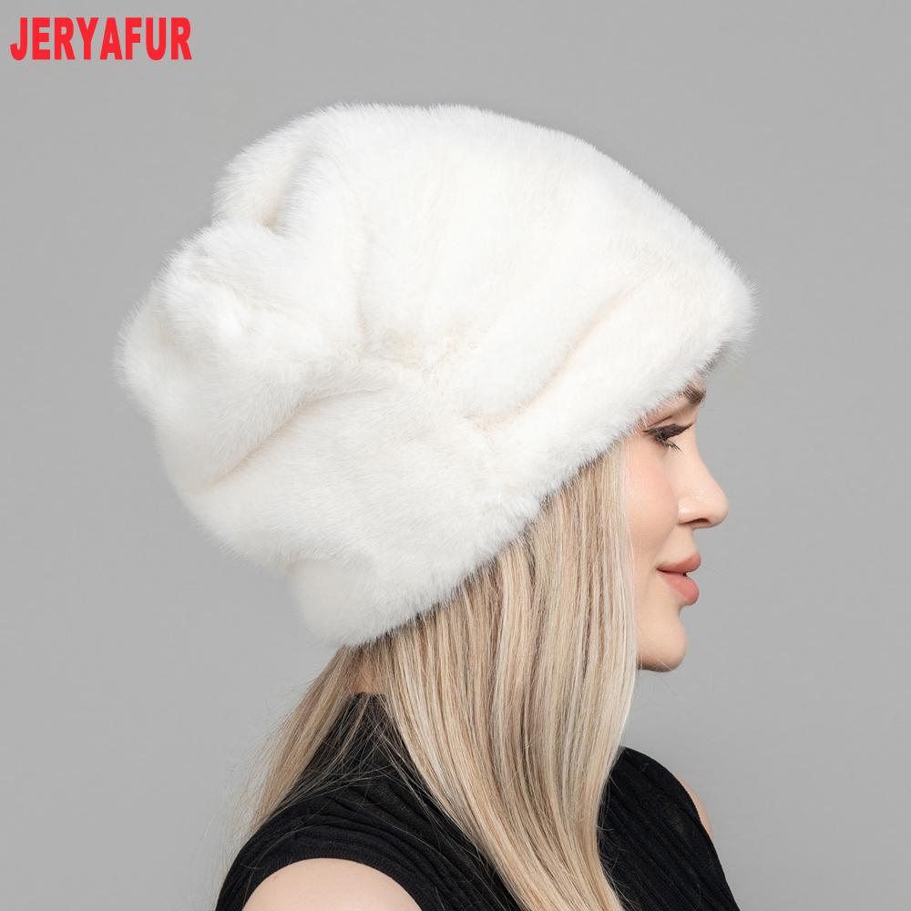 JERYAFUR Women Faux Fur Slouchy Winter Hat, Soft Plush Warm Ladies Beanie Cap for Cold Winter Outdoor Wear