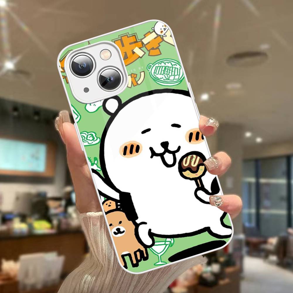Cute White Joke Bear For IPhone 14 13 12 Mini 11 Pro XS Max X XR 14 Plus Tempered Glass Cover