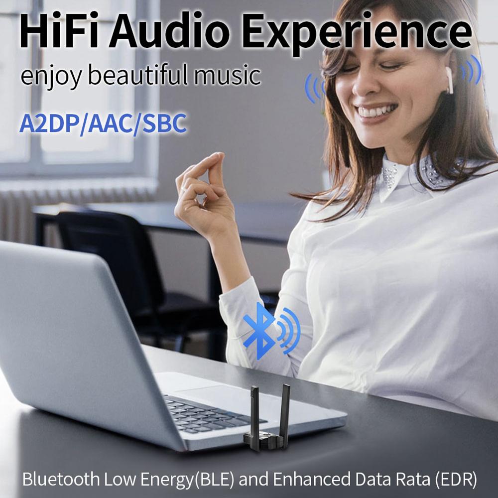 USB Bluetooth 6.0 Adapter Wireless Audio Receiver Transmitter For Speaker Laptop Wireless Mouse Windows 8.1/10/11 Driver Free