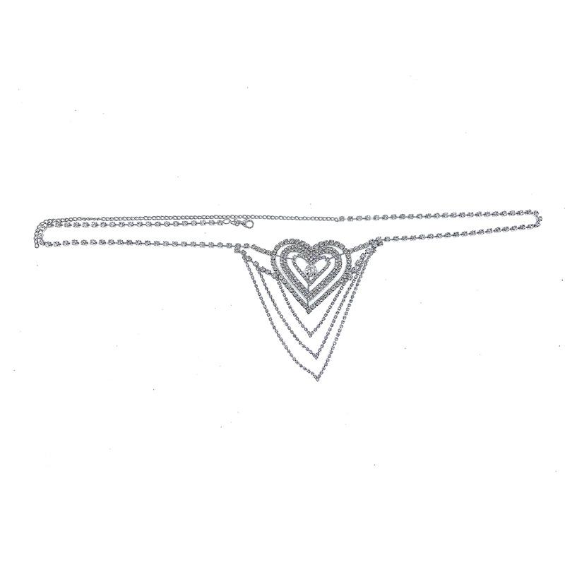 Fashion New Card Diamond Sexy Love Rhinestone Underwear Body Chain, Women'S Fun Bikini Jewelry