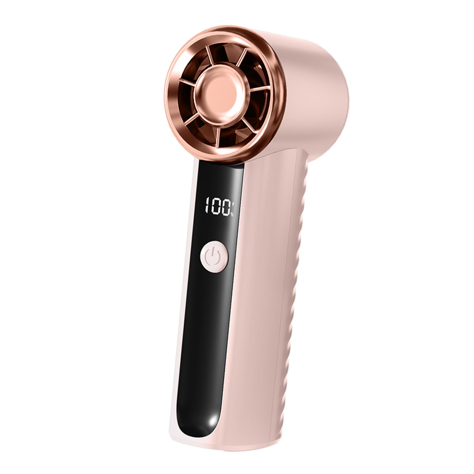 Portable High-Speed Handheld Fan LED Digital Display 1800mAh USB Rechargeable Outdoor Mini Fan 16000RPM 100-speed Adjustable Fan розовый