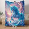 1pc Horse Printing Lightweight Flannel Blanket, Comfortable and Warm Blanket, for Camping Sofa Bed and Couch Office, Suitable for Gift Blanke