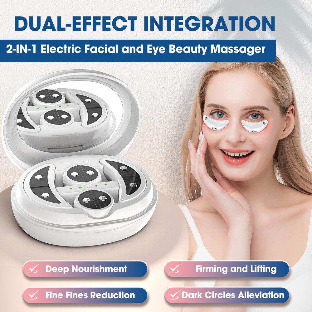 2 In 1 Electric Facial Eye Massager EMS Red Light Facial Beauty Device Face Lift Skin Tightening Anti-Wrinkle Muscle Stimulator