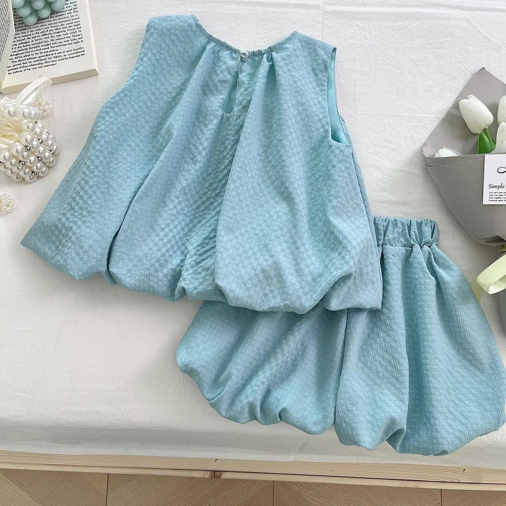 Girls' Summer Set Korean Bow Sleeveless Vest+shorts Set