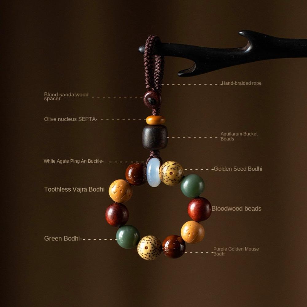 Bag Hanging Wooden Beaded Pendant Charm Car Key Ring Creative Beads Lanyard  Key Decor