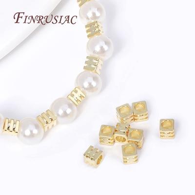 3X3MM 18K Gold Plated Square Spacer Beads Brass Cube Beads For Bracelet DIY Jewellery Making Needlework Supplies