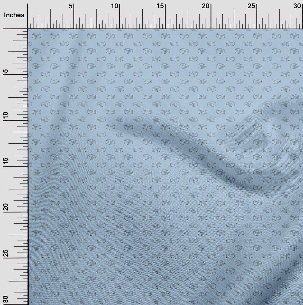 oneOone Cotton Flex Grayish Blue Fabric Retro Couch Quilting Supplies Print Sewing Fabric By The Yard 40 Inch