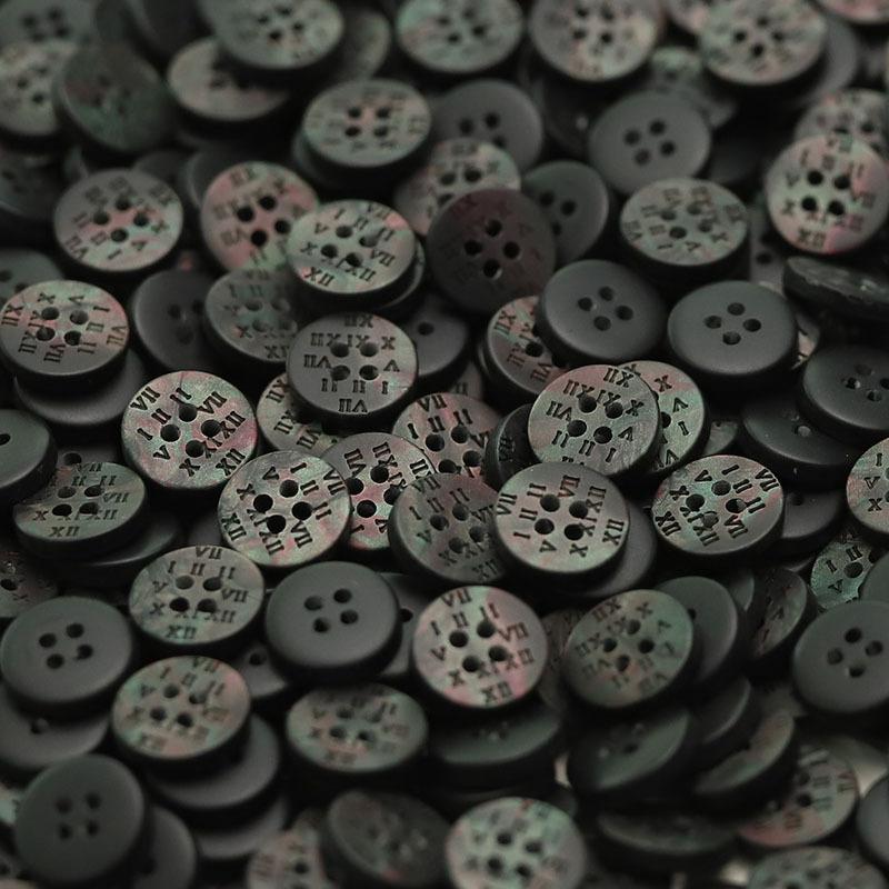 Four-Eye Resin Letter Button Shirt Sleeve Collar Button Black White Imitation Shell Knitted Cardigan Top Clothing Accessories