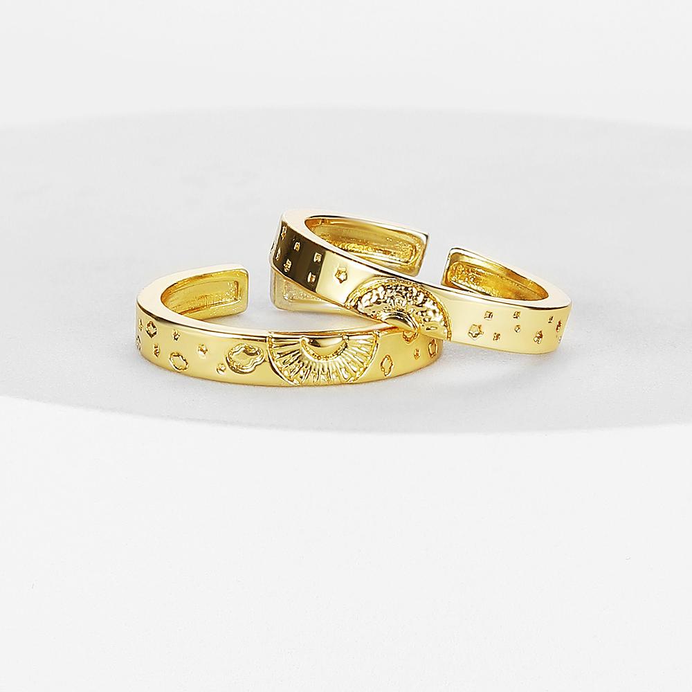 2022 New Fashion Opening 2-piece Ring Engraving Flower Ring Exquisite Jewelry 2-piece Set Couple Set Ring Girl Girlfriend Ring