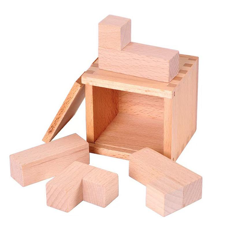 Magic IQ Oblique Placement of Blocks Wooden Puzzles Box for Adults Kids Brain Teaser Smart Logic Test Edcuational Toys