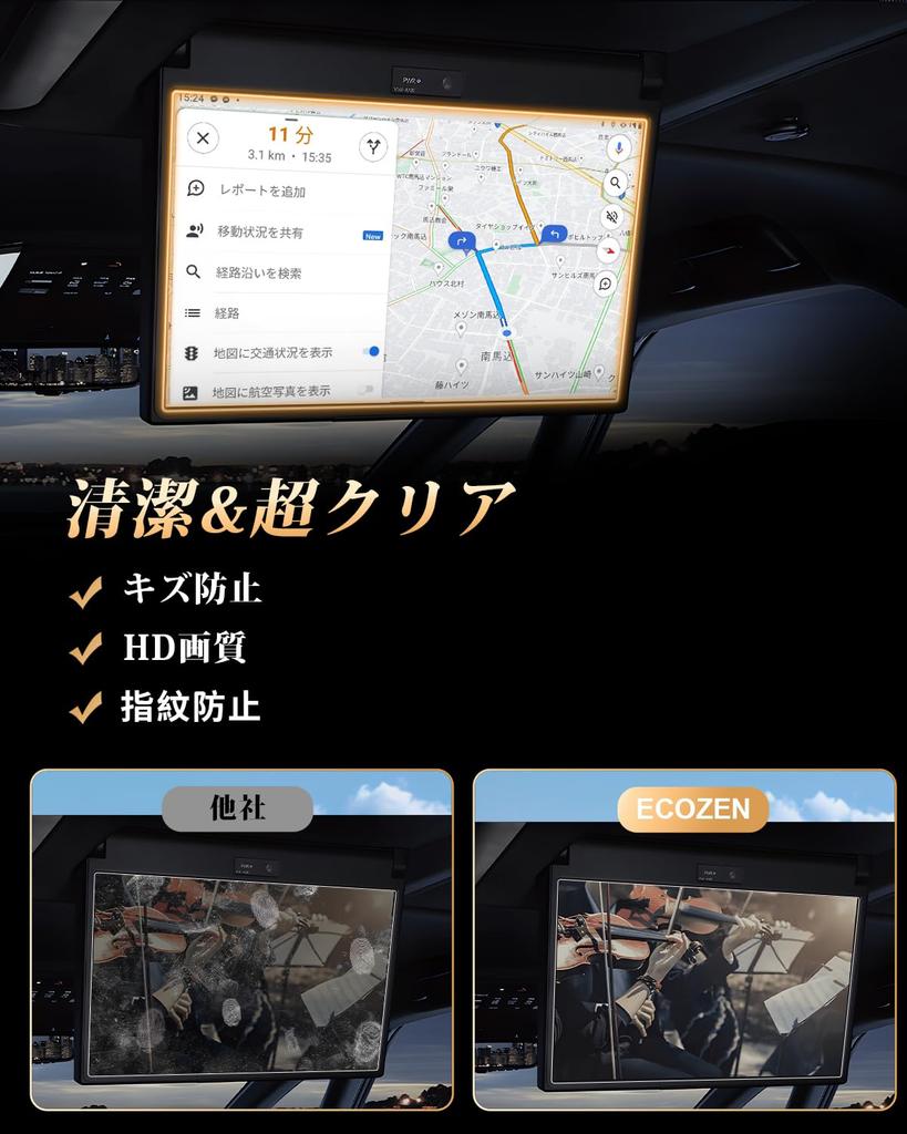 ECOZEN Tempered Glass Rear Monitor Screen Protector for Toyota Touch Also suitable as an Alphard 40 accessory or custom 13.2-inch Alphard/Vellfire (40