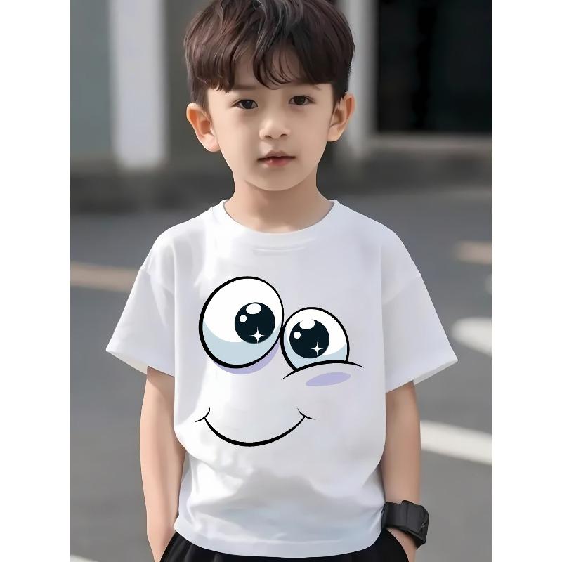 European sizes Small Expression Cotton Boys T-shirts, Creative T-shirts for Boys, Casual Light and Comfortable Short-sleeved Tops 110 белый