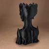 Yousheng 3D Printed Melting Skeleton Statue, Matte Black Gothic Skull Holding Chin Figurine, Dark Style Sculpture for Home Decor Desktop Ornament