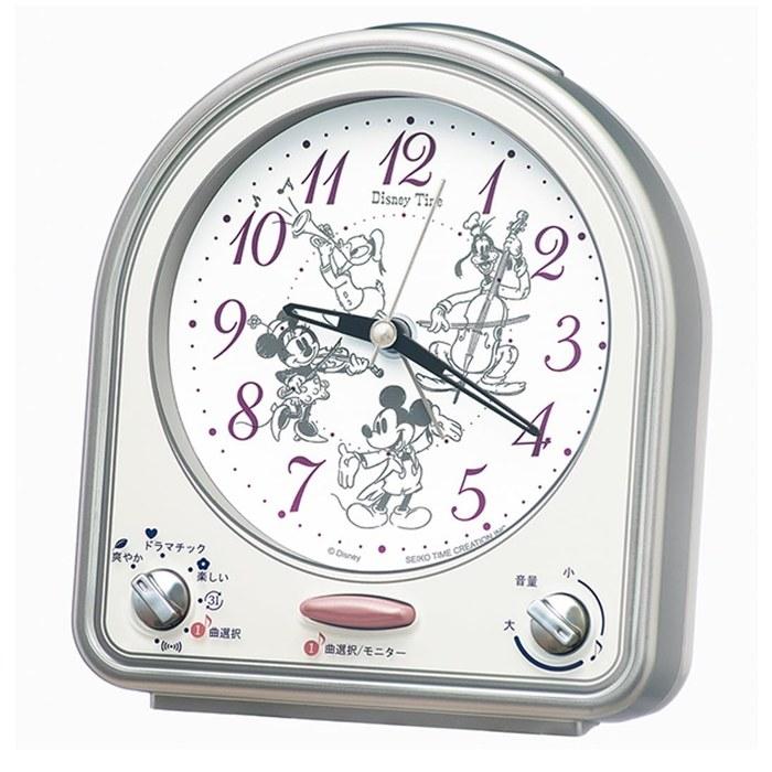 Seiko Clock Alarm Clock Disney Melody Silver FD486S 139x126x70mm