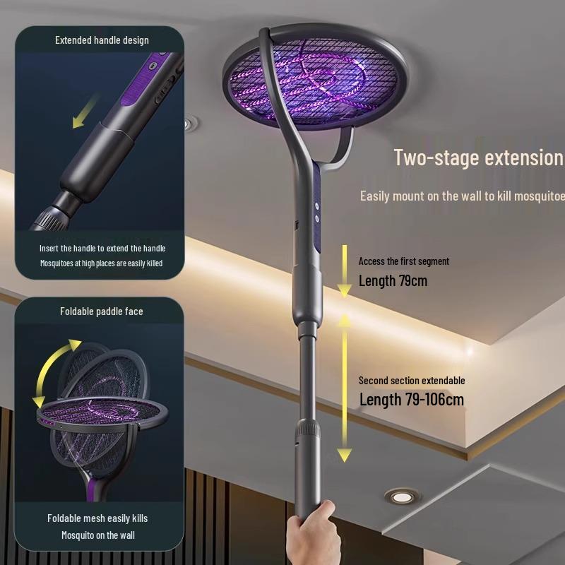 2025 Rechargeable Electric Mosquito Swatter: Foldable, Retractable, Powerful Mosquito & Fly Killer for Home Use.