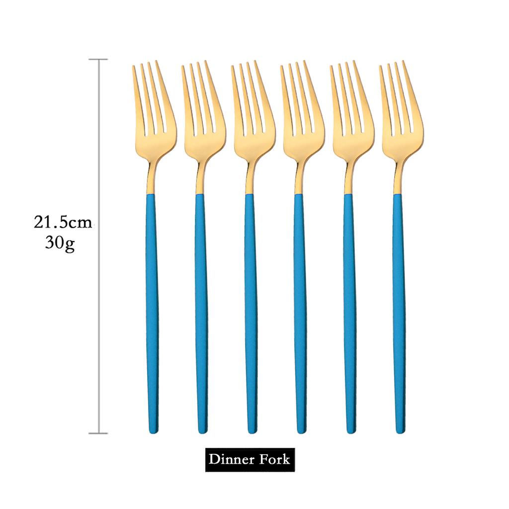 6Pcs Colorful Cutlery Set Stainless Steel Dinner Fork Set Dessert Cake Fork Fruit Salad Fork Tableware Set Kitchen Flatware Set