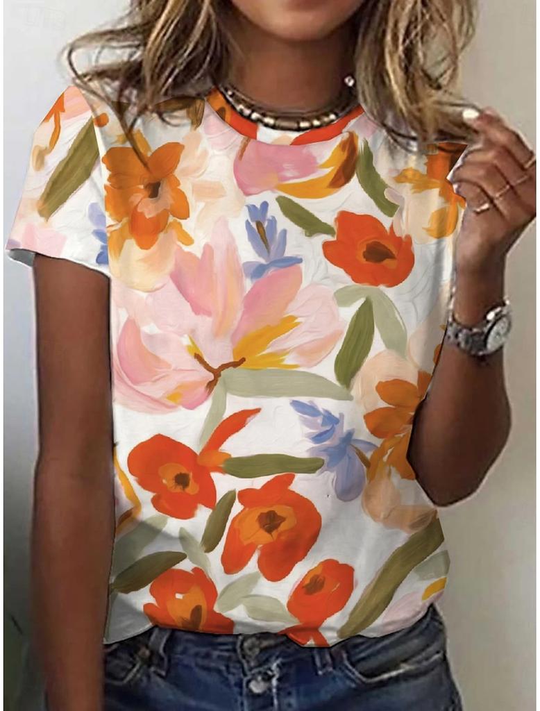 Beautiful Butterfly Floral 3D Print T-shirts Women Streetwear Casual Fashion Y2k Short Sleeve T Shirt O-neck Tees Tops Clothing