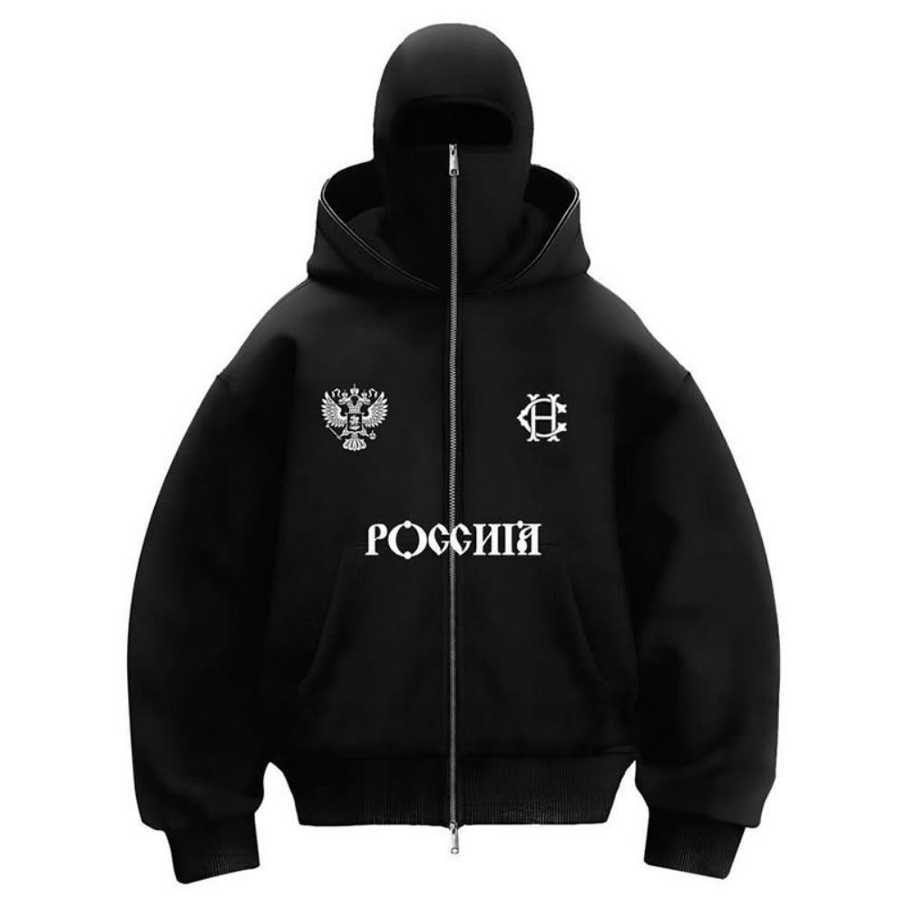 Trendy Plus Fleece Double Cap Unique Design Hooded Sweatshirt Fall/Winter New Arrival Unisex Loose Y2K Sweatshirt