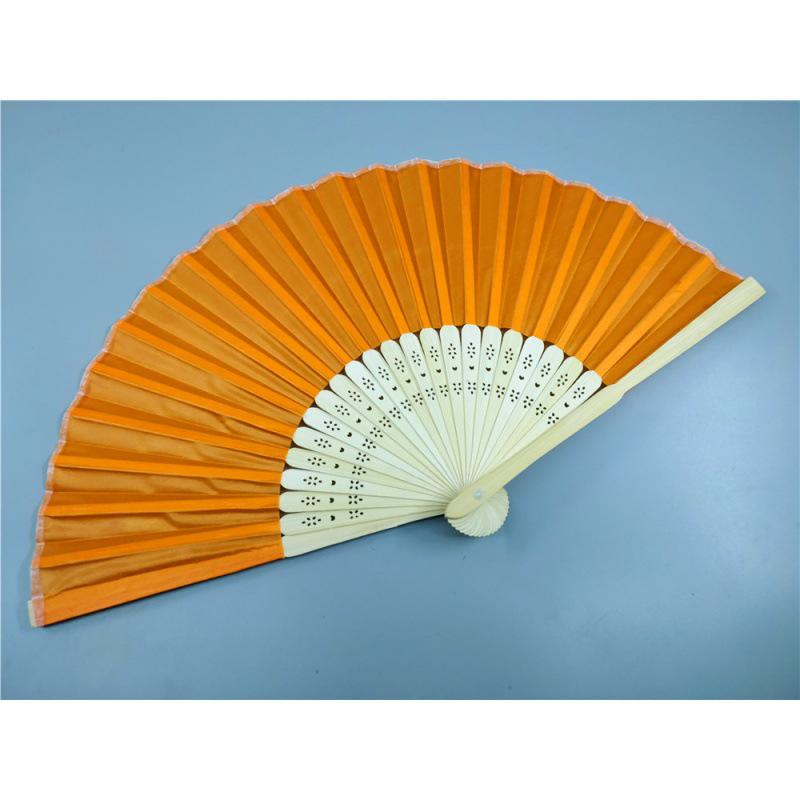 Beige Bamboo and Silk Multi-Color Cloth Fan for Weddings and Gifts