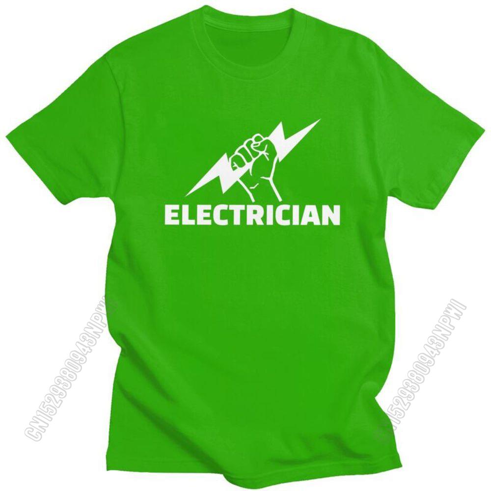 Electrician T Shirt For Men Pure Cotton Tee Engineer Electrical Power Tshirts Short Sleeved T-Shirt Gift