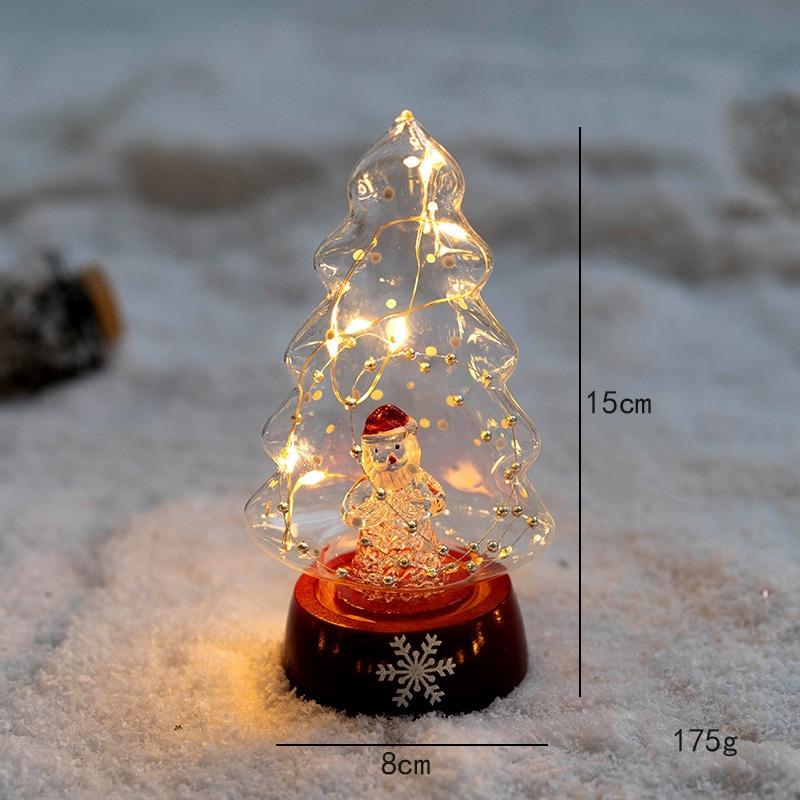 Christmas Ornament Decoration Glass Christmas Tree Home Desktop Ornament Luminous Night Light Ins Decoration Christmas Gifts