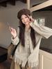 Women's Plus Size Retro Long Sleeve Shirt with Flowy Ribbons, Lace Patchwork, Autumn/Winter Layered Design