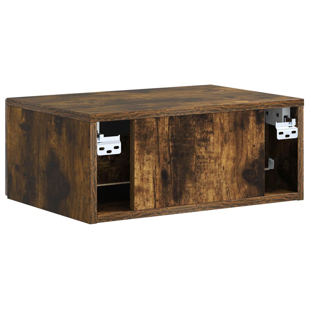 Wall Mounted Nightstand Smoked Oak 49 x 34.5 x 20 cm