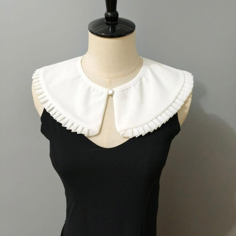 Pleated Collar Girls Detachable Victorian Collar Lapel Preepy Look Cosplay Victorian Pleated Shawl Collar
