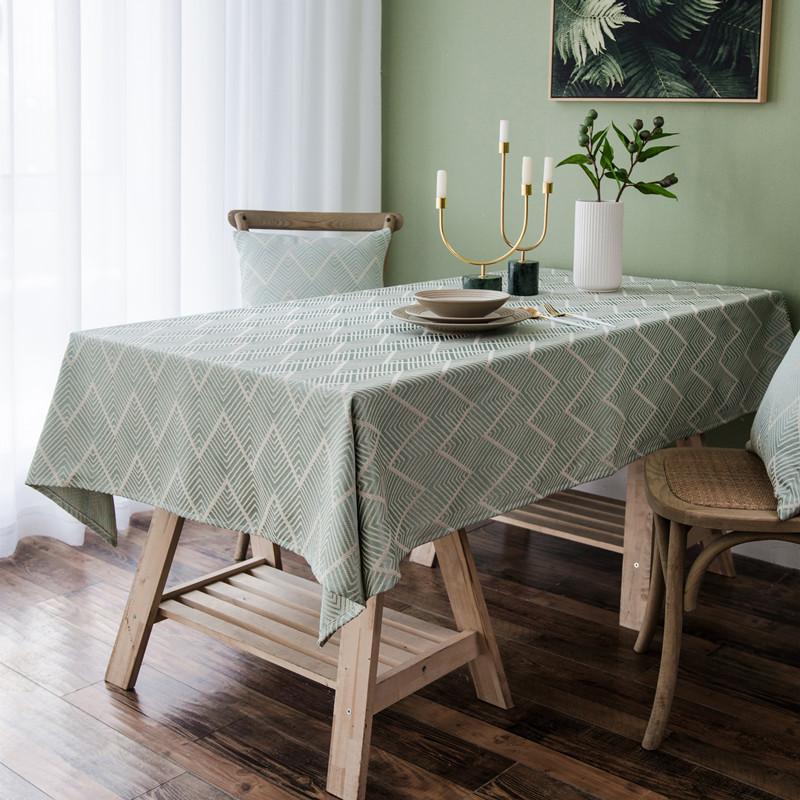 Waterproof Modern Simple Color Woven Jacquard Corrugated, Tablecloth Rectangular Coffee Table Tablecloth Dining Table Cloth