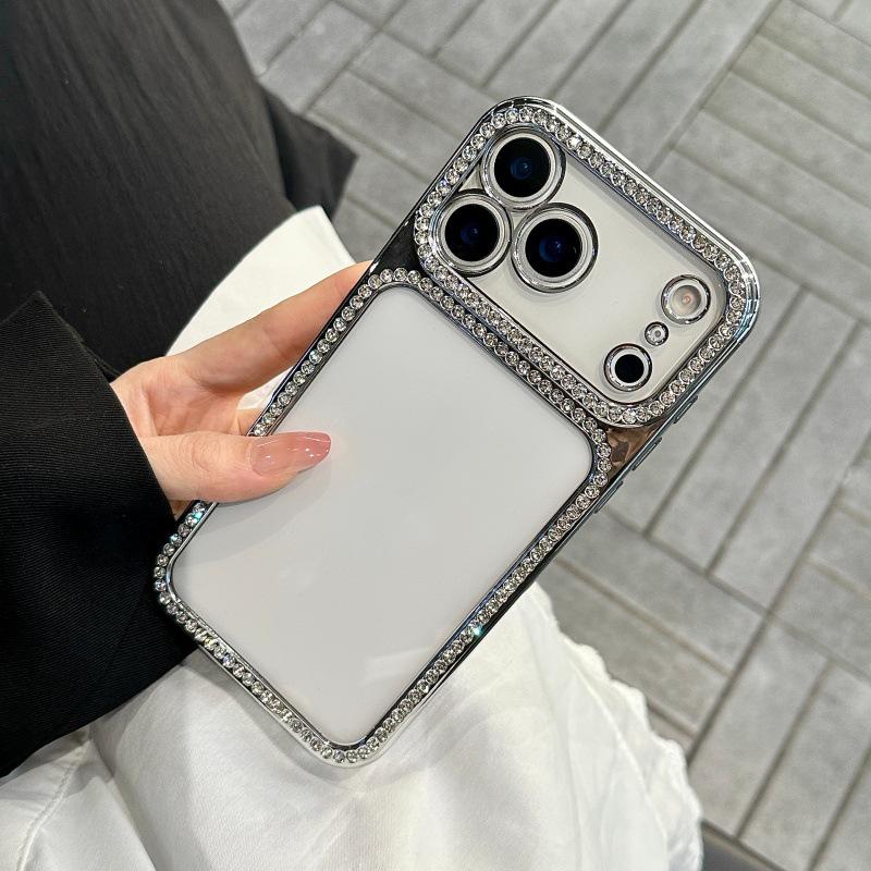 

Lux Electroplated Transparent Rhinestone Phone Case for Apple/Samsung iPhone 13 серебряный