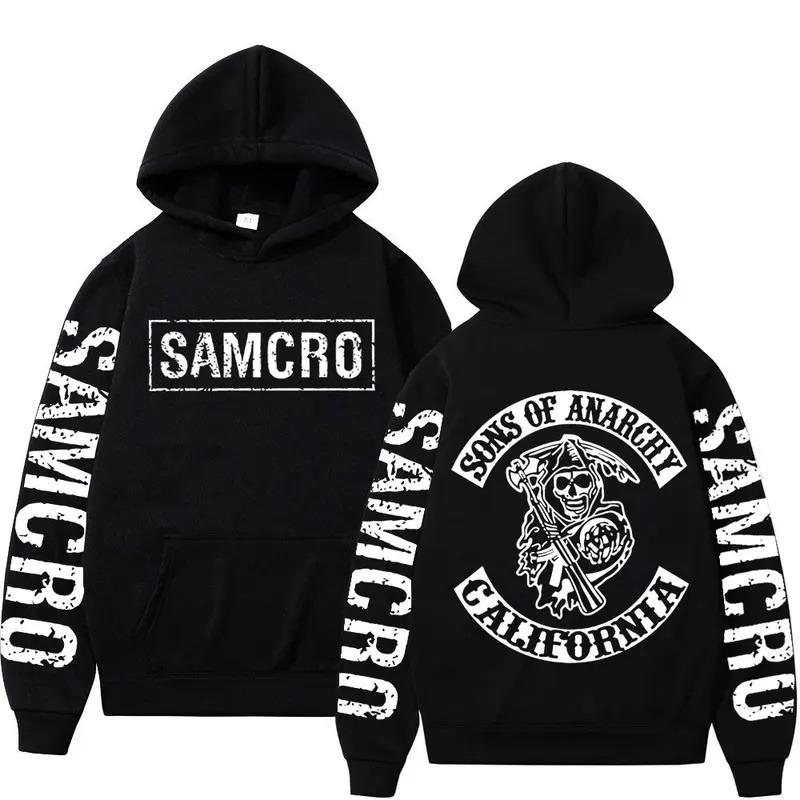 Sons of Anarchy Bedruckter Hoodie, Herren und Damen Gothic Retro Fleece Sweatshirt, Herbst und Winter Mode Lässiger Pullover